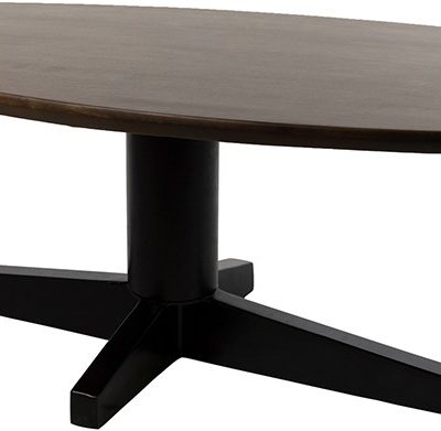 Salontafel 130, organisch, poot zwart, mango bruin walnoot