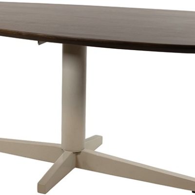 Eetkamertafel 240, organisch, poot beige, mango bruin walnoot