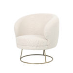 Ivoorkleurige fauteuil met champagnekleurig metalen frame