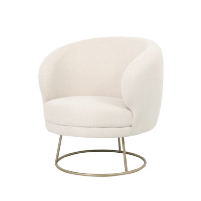 Ivoorkleurige fauteuil met champagnekleurig metalen frame
