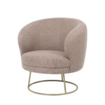 Fauteuil lichtbruin met champagnekleurig metalen frame