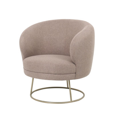 Fauteuil lichtbruin met champagnekleurig metalen frame