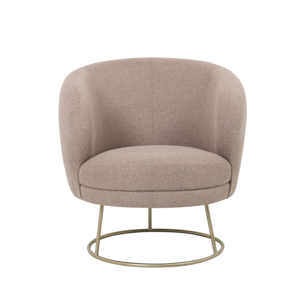 Fauteuil lichtbruin met champagnekleurig metalen frame - Afbeelding 2