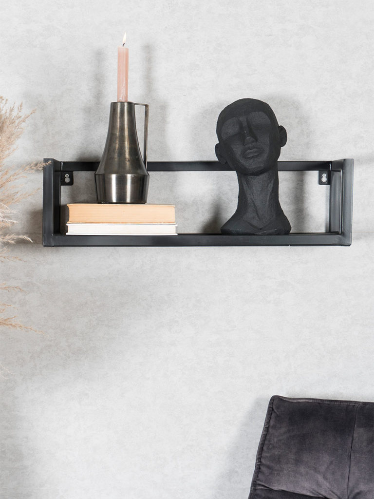 Wandplank Vintage Zwart Mangohout - Set van 3 Klein - Afbeelding 2