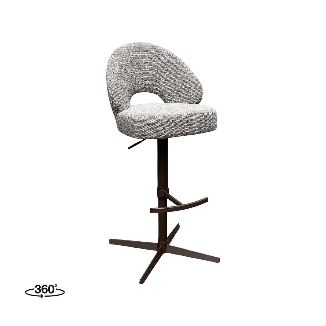 Het Steigerhouthuis LABEL51 Barkruk Saint Tropez - Mushroom - Royal Boucle - Gaslift