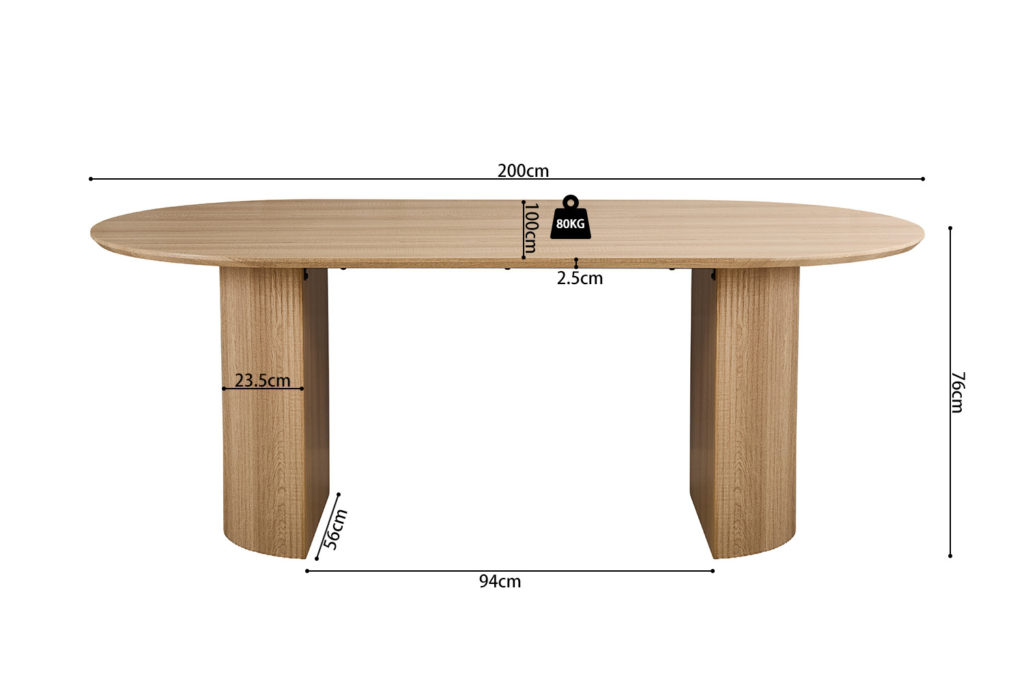 Tafel 'Lagos' 200 cm Ovaal Decor Eik Naturel - Afbeelding 7