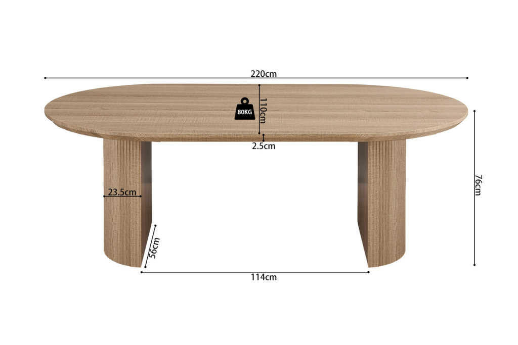 Tafel 'Lagos' 220 cm ovaal decor eik naturel - Afbeelding 6
