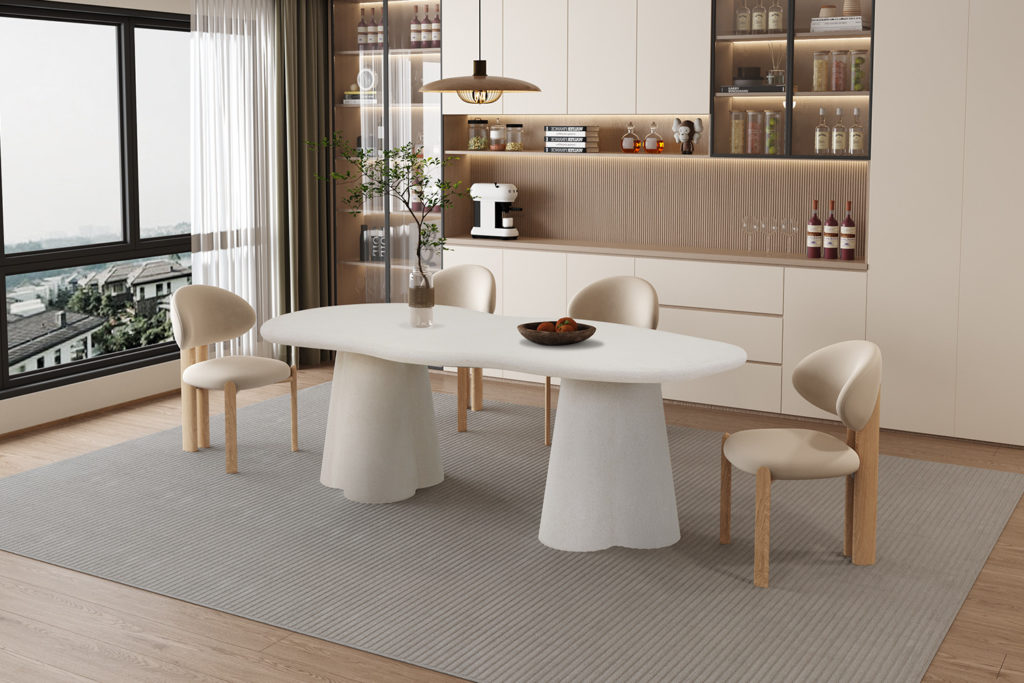 Tafel 'Faro' 220 cm organisch cement - Afbeelding 3