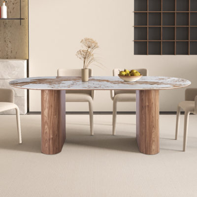 NIEUW - Tafel 'Evora' 210 cm Glanzend Steen Pandora