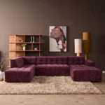 MySofa Ruby U-bank paars ottomane links + 2,5-zits + lounge rechts