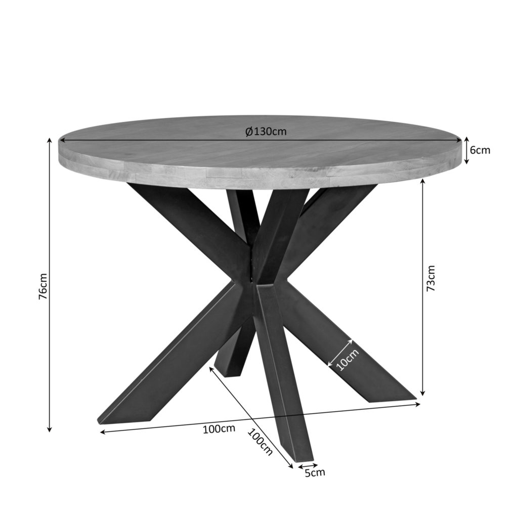 Eettafel Dakota | 130 cm | Rond - Afbeelding 4