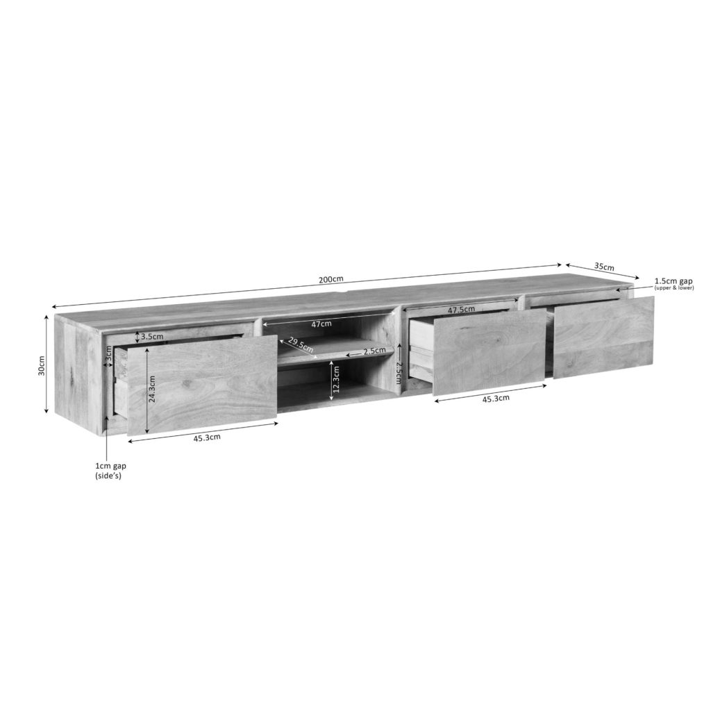 Zwevend tv-meubel Ambiance Naturel | 200 cm - Afbeelding 9