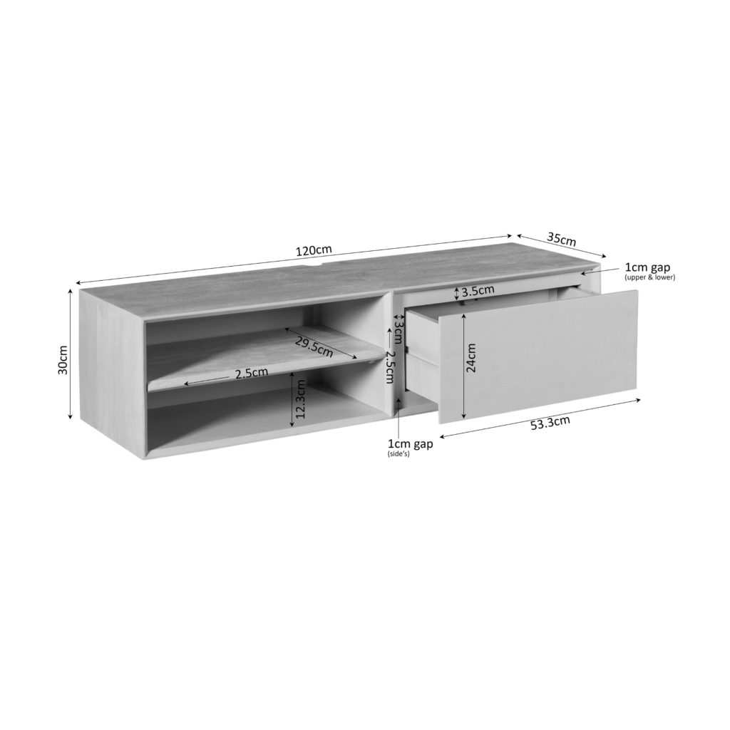 Zwevend tv-meubel Ambiance Zwart | 120 cm - Afbeelding 9