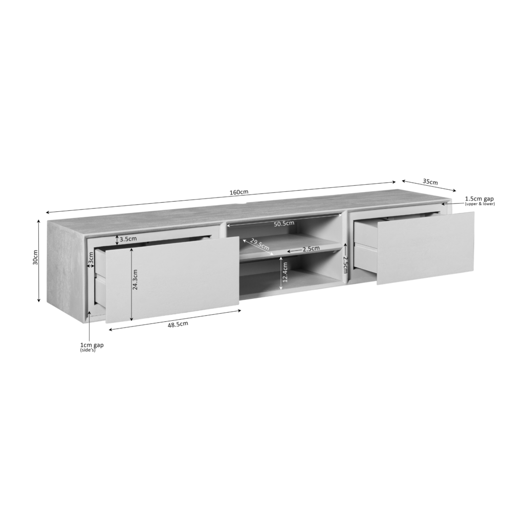 Zwevend tv-meubel Ambiance Zwart | 160 cm - Afbeelding 10