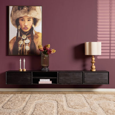 Zwevend tv-meubel Ambiance Zwart | 240 cm