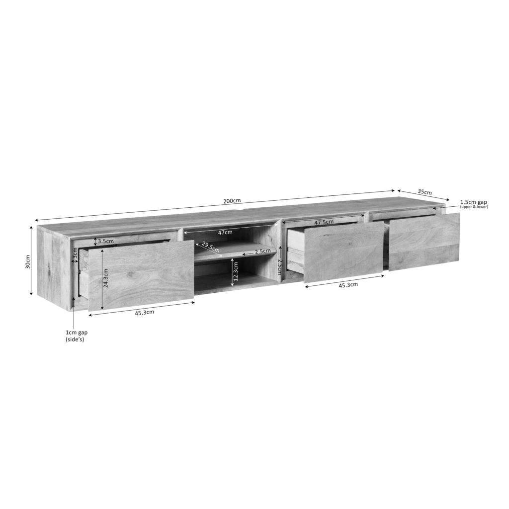 Zwevend tv-meubel Ambiance Brown | 200 cm - Afbeelding 10