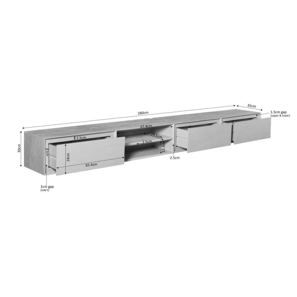 Zwevend tv-meubel Ambiance Bruin | 280 cm - Afbeelding 10