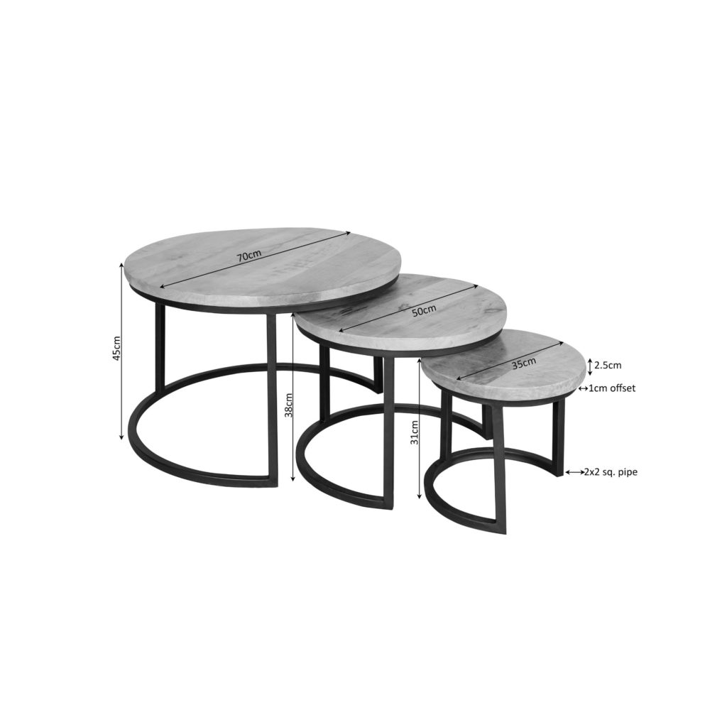 Salontafel Madison Sand | 70 cm | set van 3 - Afbeelding 9