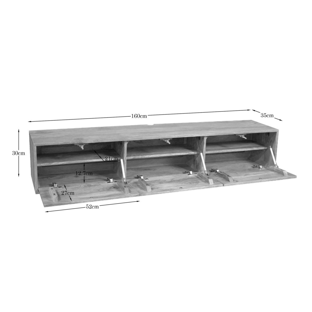 Zwevend tv-meubel Vision licht mango | 160 cm - Afbeelding 6