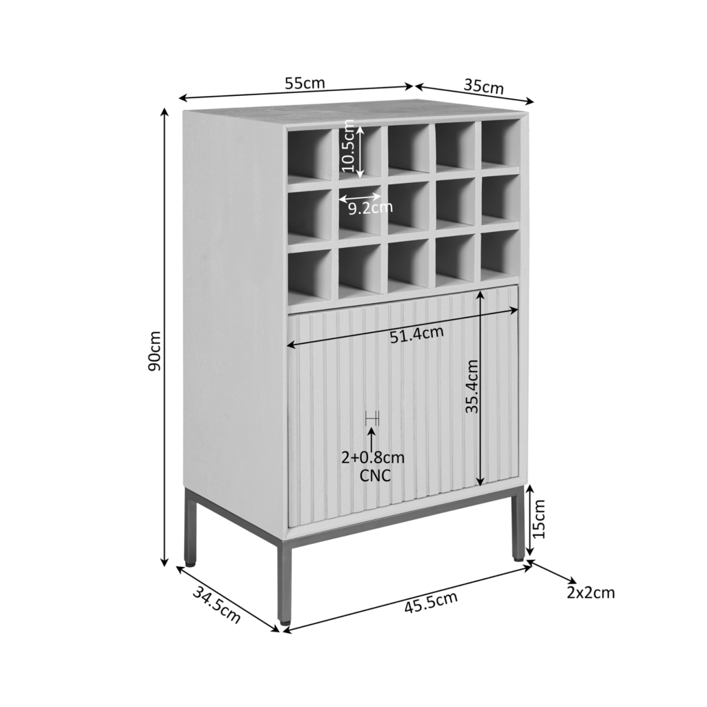 Wijnkast Madison Bruin | 55 cm - Afbeelding 8