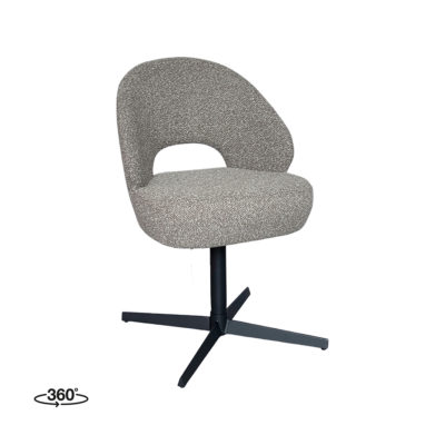 LABEL51 Eetkamerstoel Saint Tropez - Mushroom - Royal Boucle - Zwart Metaal