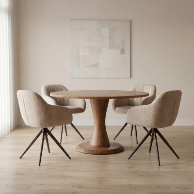LABEL51 Eetkamertafel Craft - Nature Smooth - Mangohout - Rond - 130x130 cm