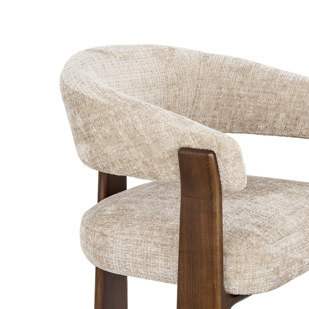 LABEL51 Eetkamerstoel Nice - Beige - Cremona - Walnoot Hout - Afbeelding 6