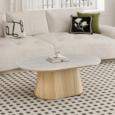 NIEUW - Salontafel 'Vigo' 120 cm decor naturel eik baroque grijs