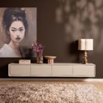 Zwevend tv-meubel Allure Zand Mangohout 200 cm
