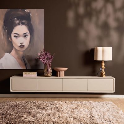 Zwevend tv-meubel Allure Zand Mangohout 200 cm